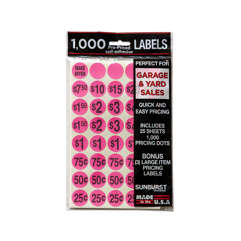 1000 Labels 1.25 Round BRIGHT RED $1.00 Retail Price Point Pricing Stickers  $1