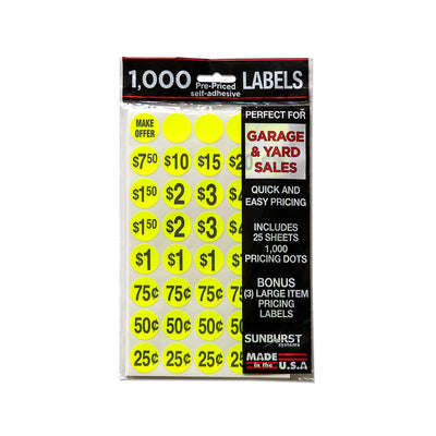 1000 Ct Pre-Priced Labels - Yellow