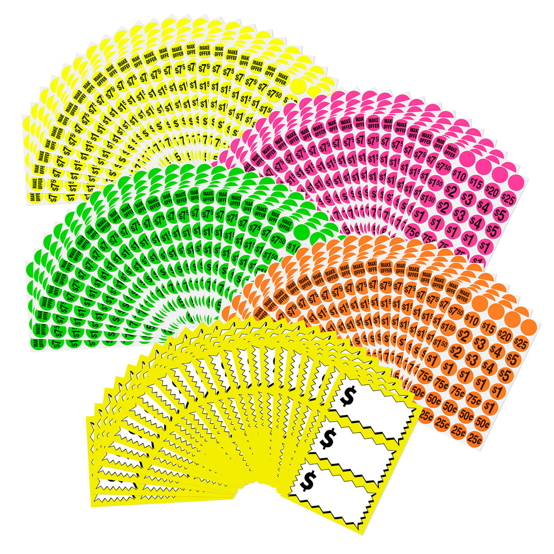 Adding Price Sticker Sale Price Stickers – 4,000 Assorted Color Pricing Labels with 75 Larg ...