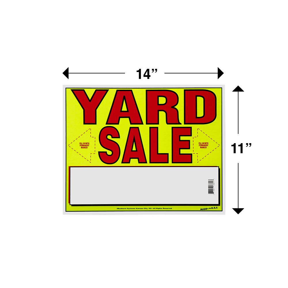 11 x 14 Yard Sale Sign Dimensions 