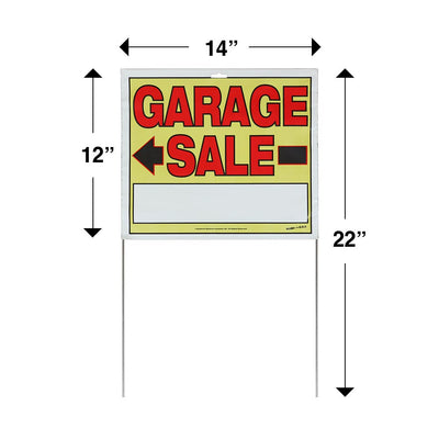 14 x 22 Garage Sale Sign with Stake Dimensions 