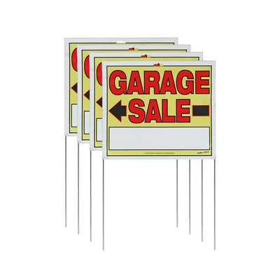 14 x 22 Garage Sale Sign with Stake - 4 Pack