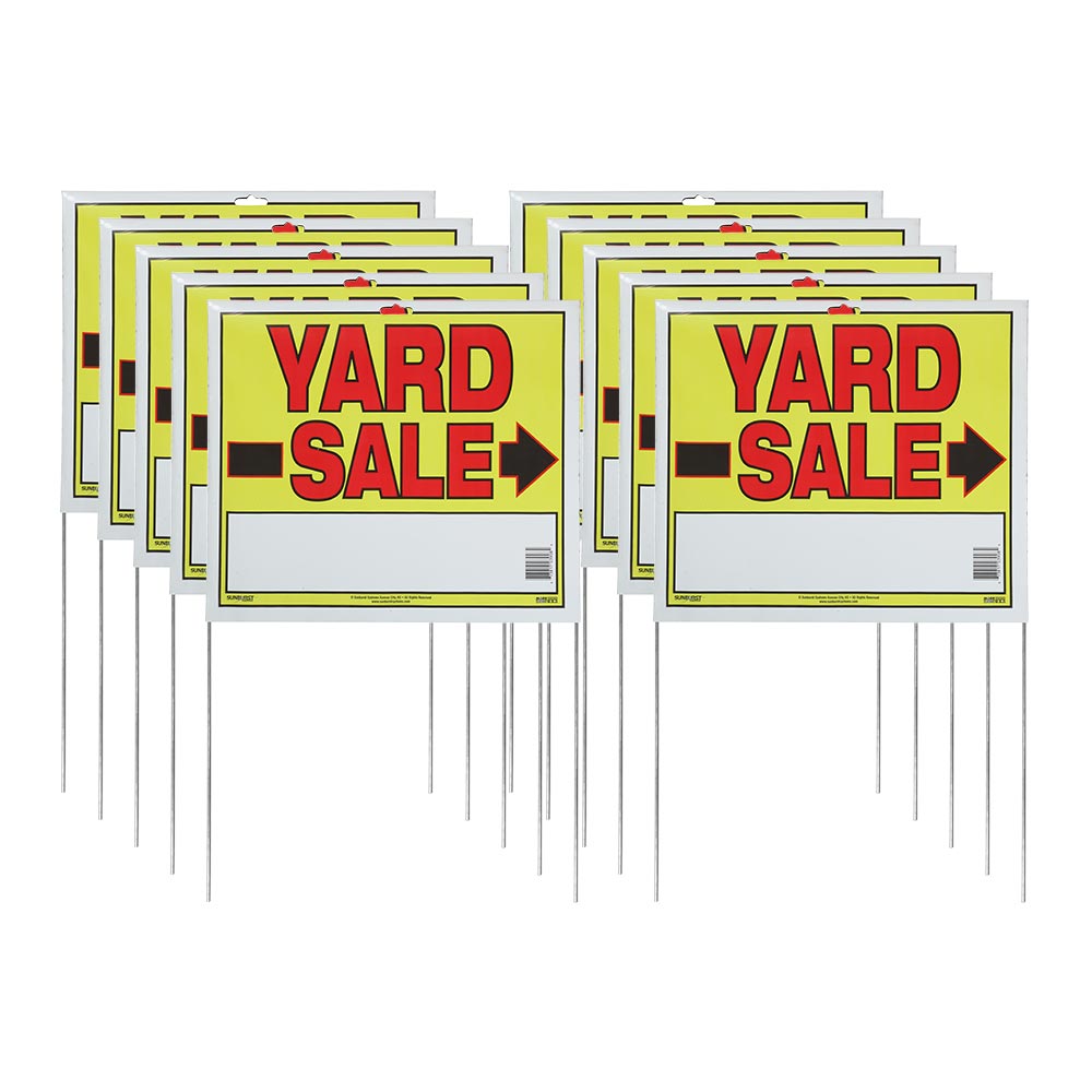 14 x 22 Yard Sale Sign with Stake - 10 Pack