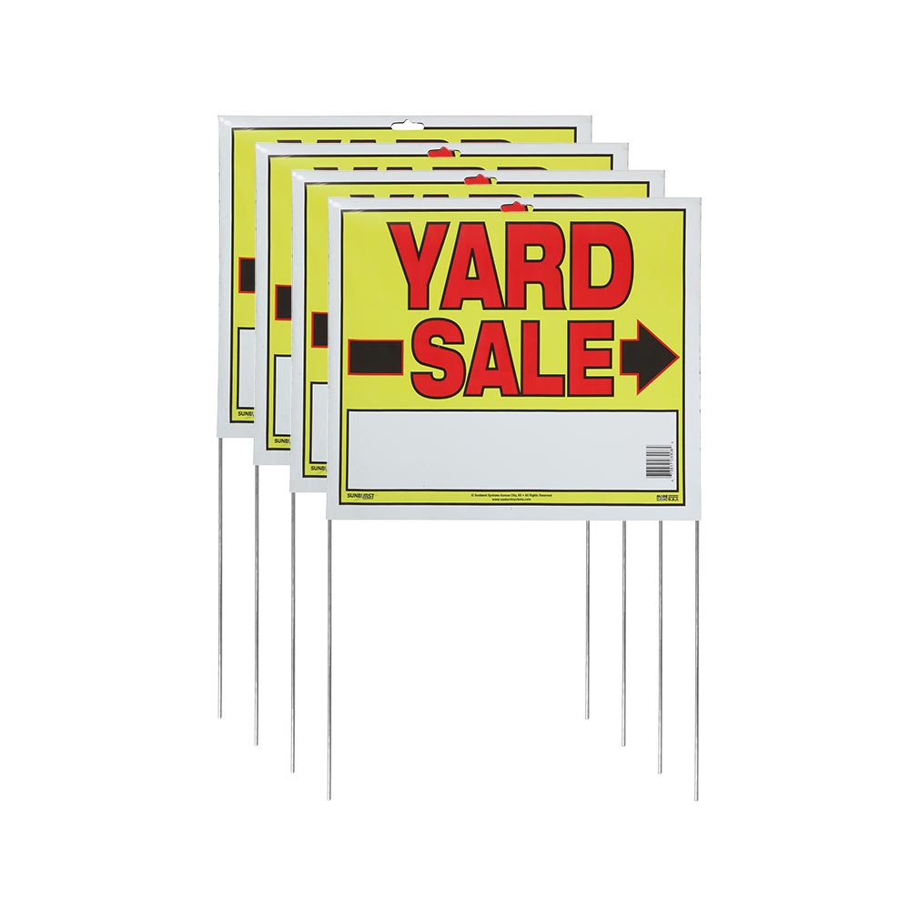 14 x 22 Yard Sale Sign with Stake  - 4 Pack