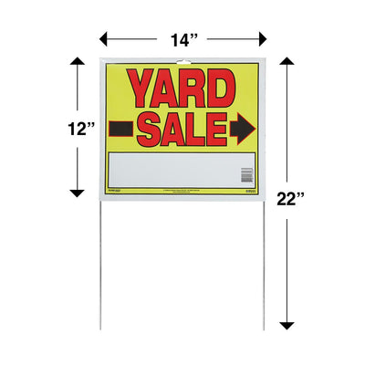 14 x 22 Yard Sale Sign with Stake  Dimensions