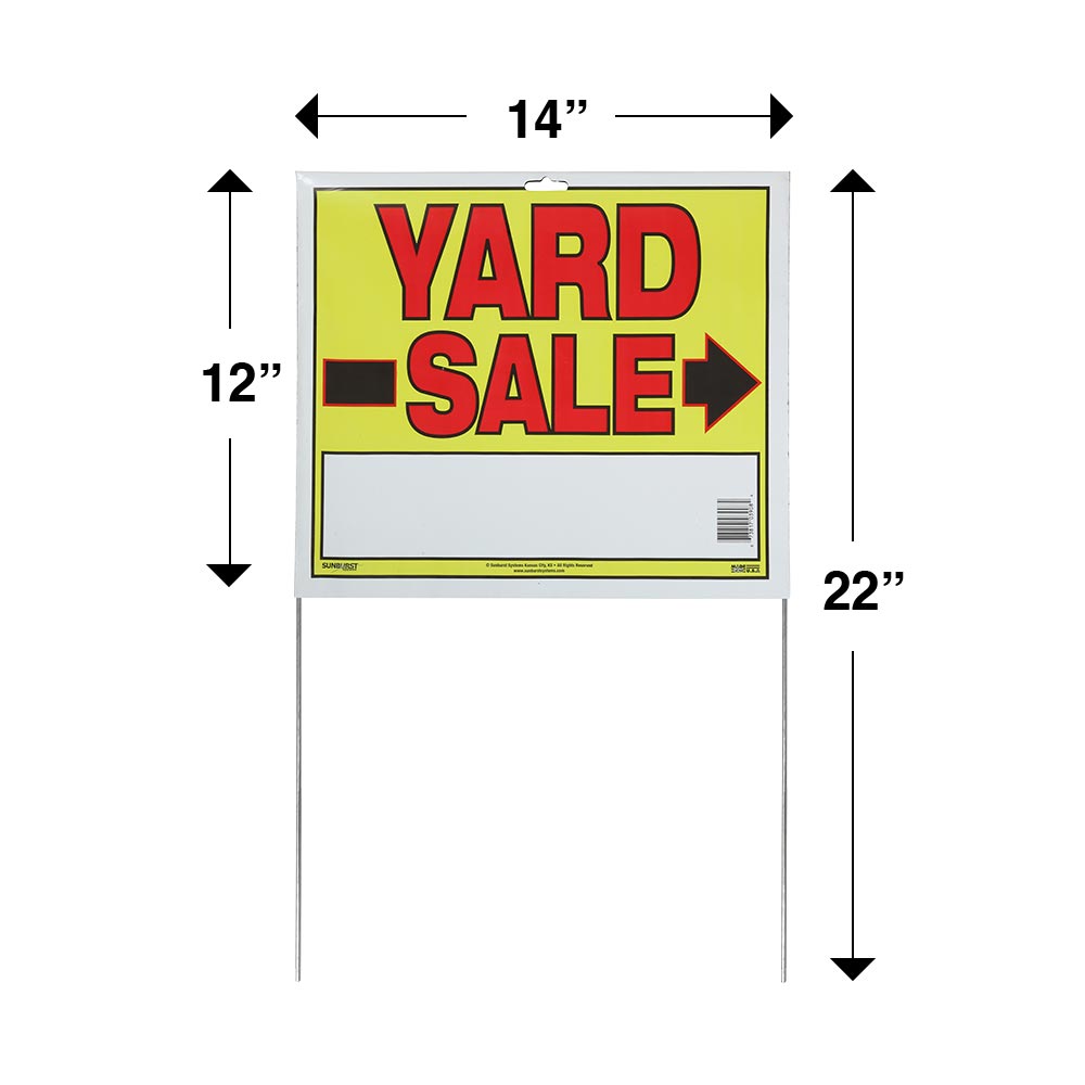14 x 22 Yard Sale Sign with Stake Dimensions 
