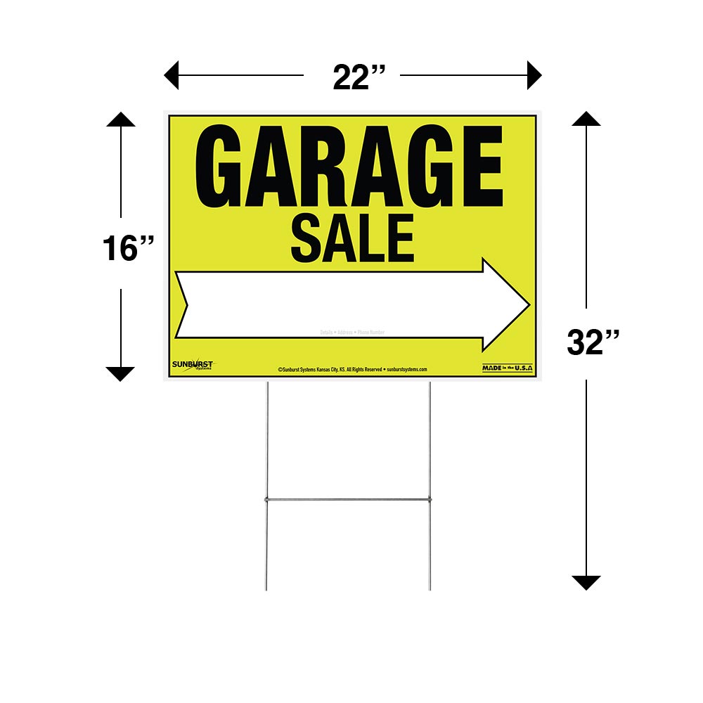 22 x 32 Garage Sale Corrugate Sign Dimensions