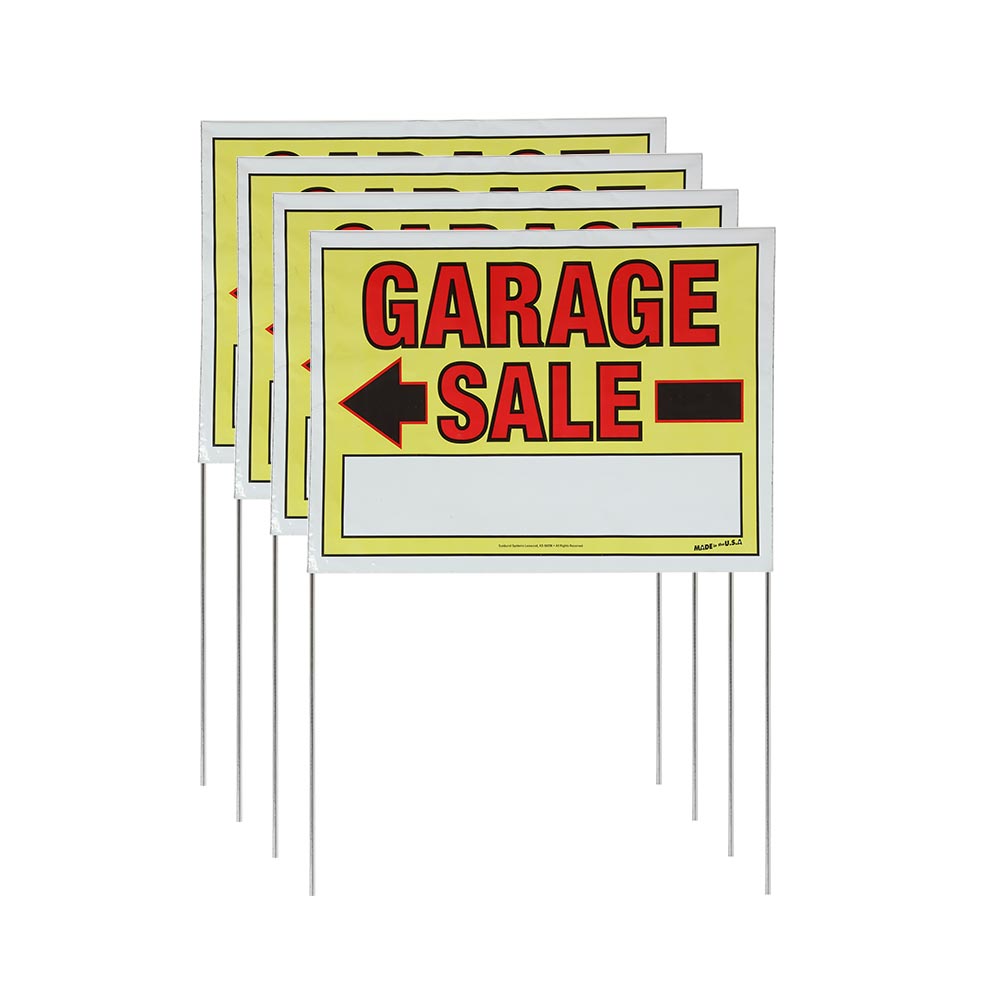 22 x 32 Garage Sale Sign with Stake - 4 Pack