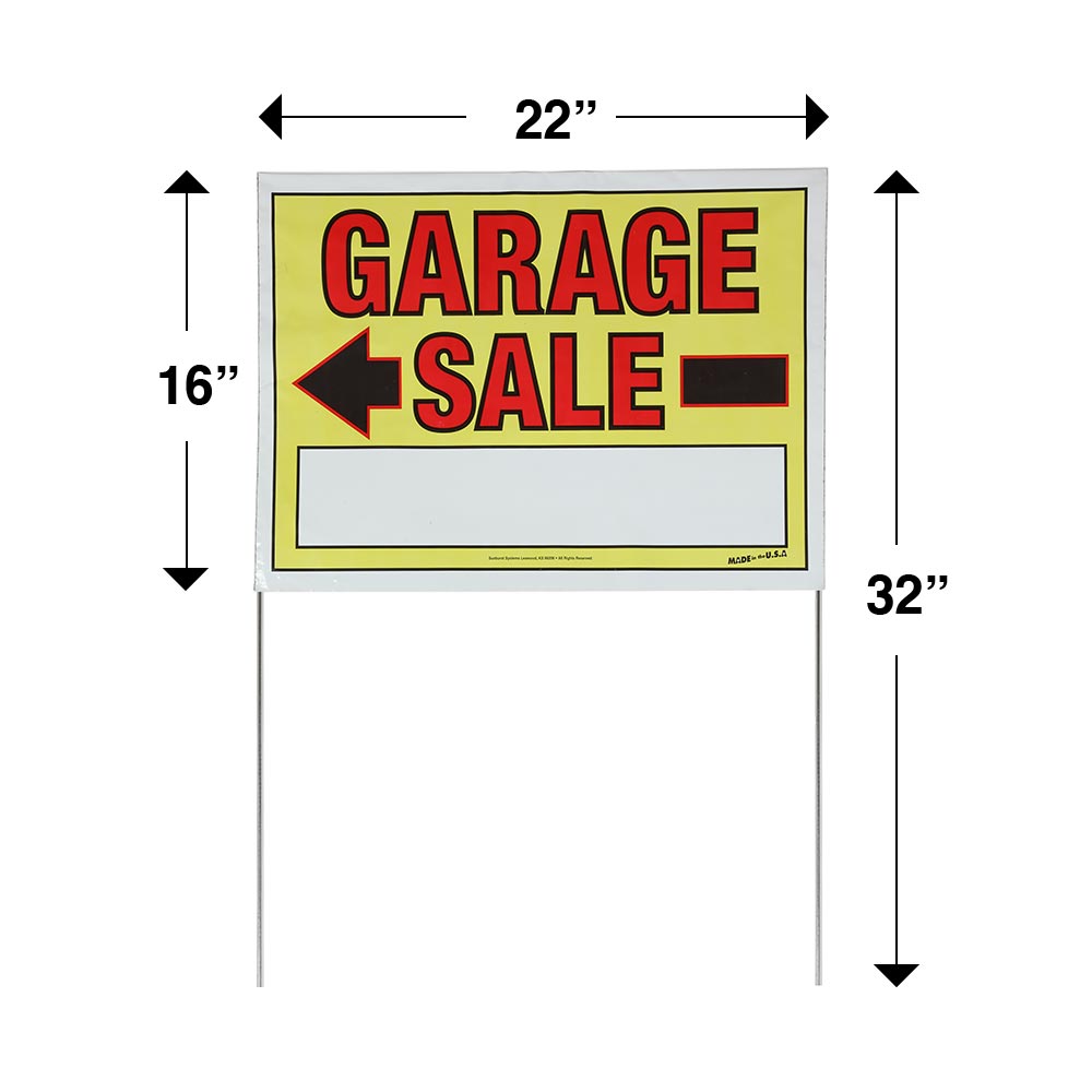 22 x 32 Garage Sale Sign with Stake Dimensions 