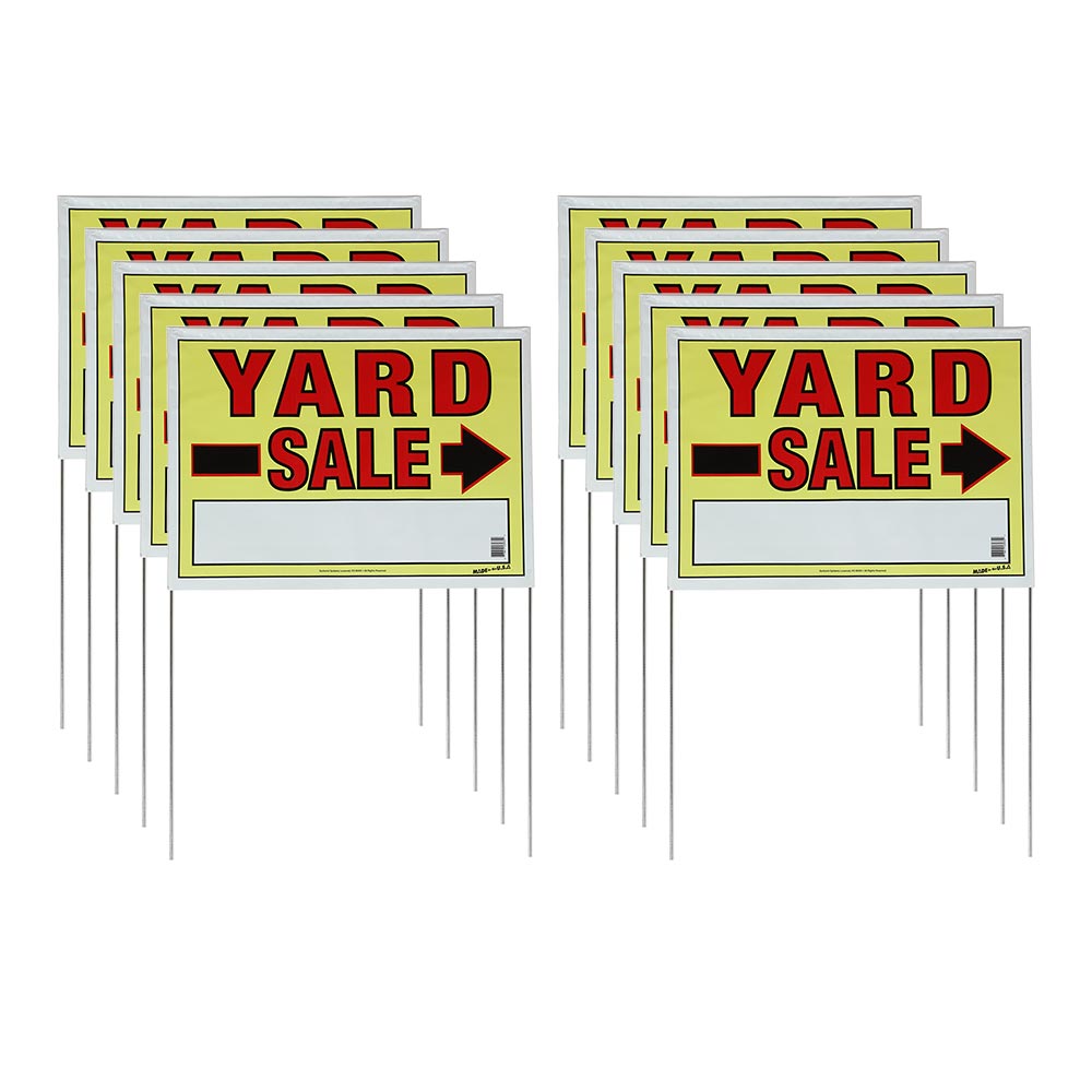 22 x 32 Yard Sale Sign with Stake - 10 Pack