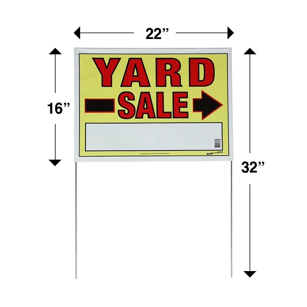 22 x 32 Yard Sale Sign with Stake Dimensions