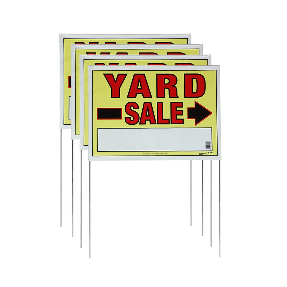 22 x 32 Yard Sale Sign with Stake - 4 Pack