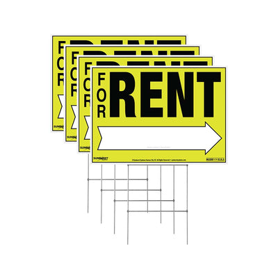 22 x 32 Corrugate For Rent Sign with Stake - 4 Pack