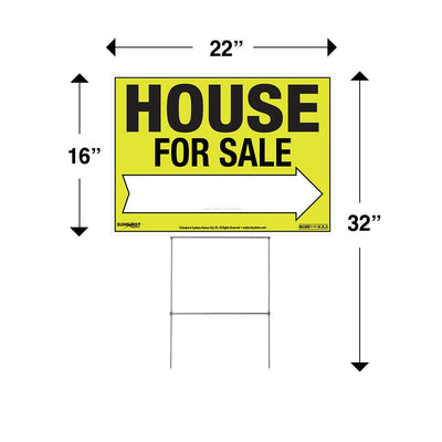 22 x 32 Corrugate House For Sale Sign with Stake dimesions