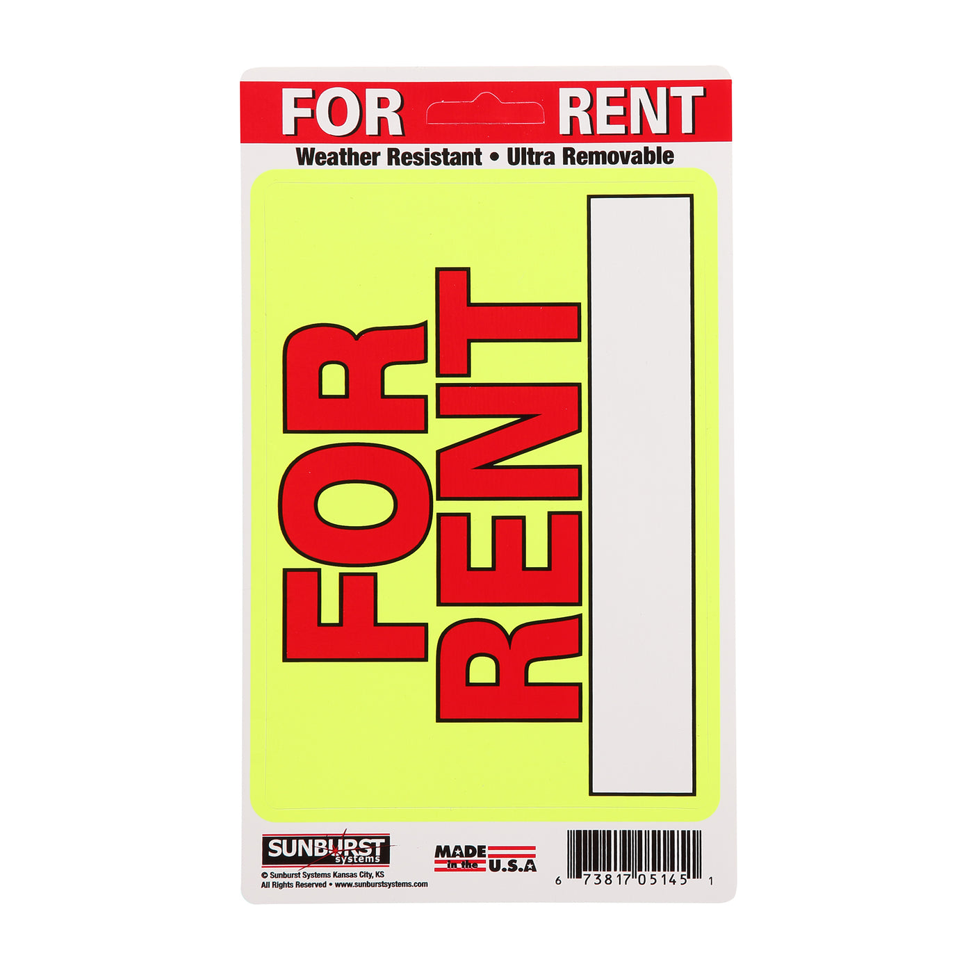 5" x 8.5" For Rent Decal