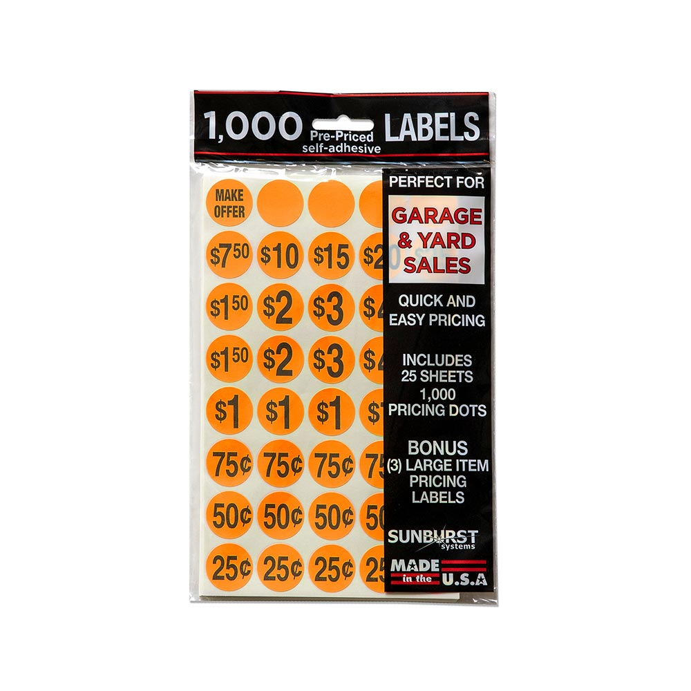 1000 Ct Pre-Priced Labels - Orange