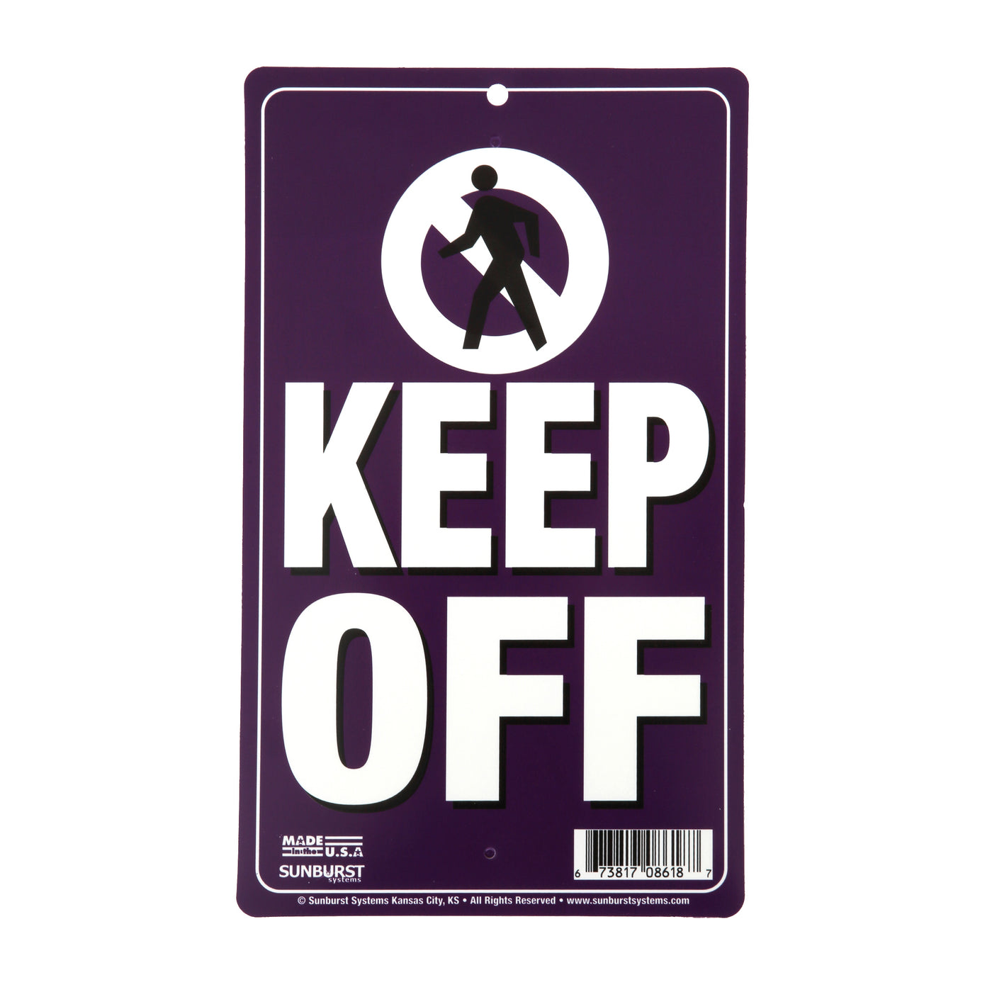 6” x 10” Plastic Keep Off Pole Sign (Purple)