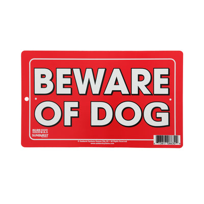 6” x 10” Plastic Beware of Dog Sign (Red)