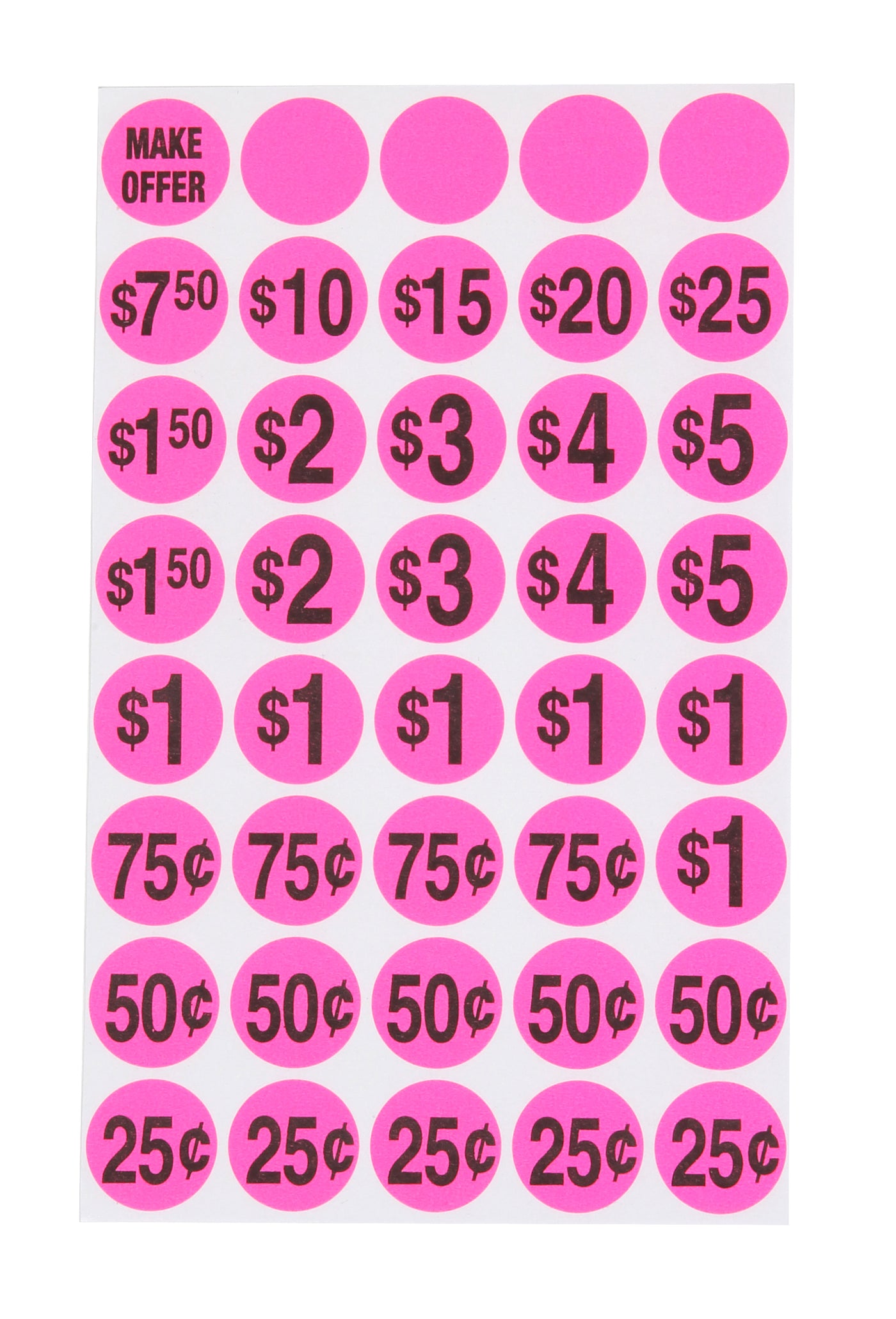 1000 Ct Pre-Priced Labels - Pink